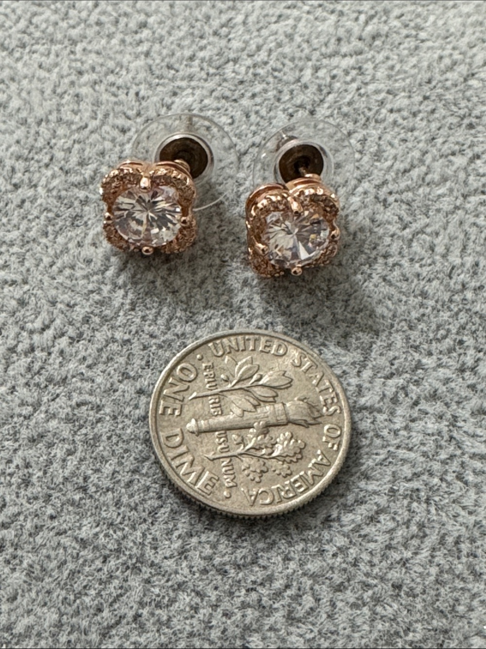 Rose Gold Flower Halo Cubic Zirconia Stud Earrings